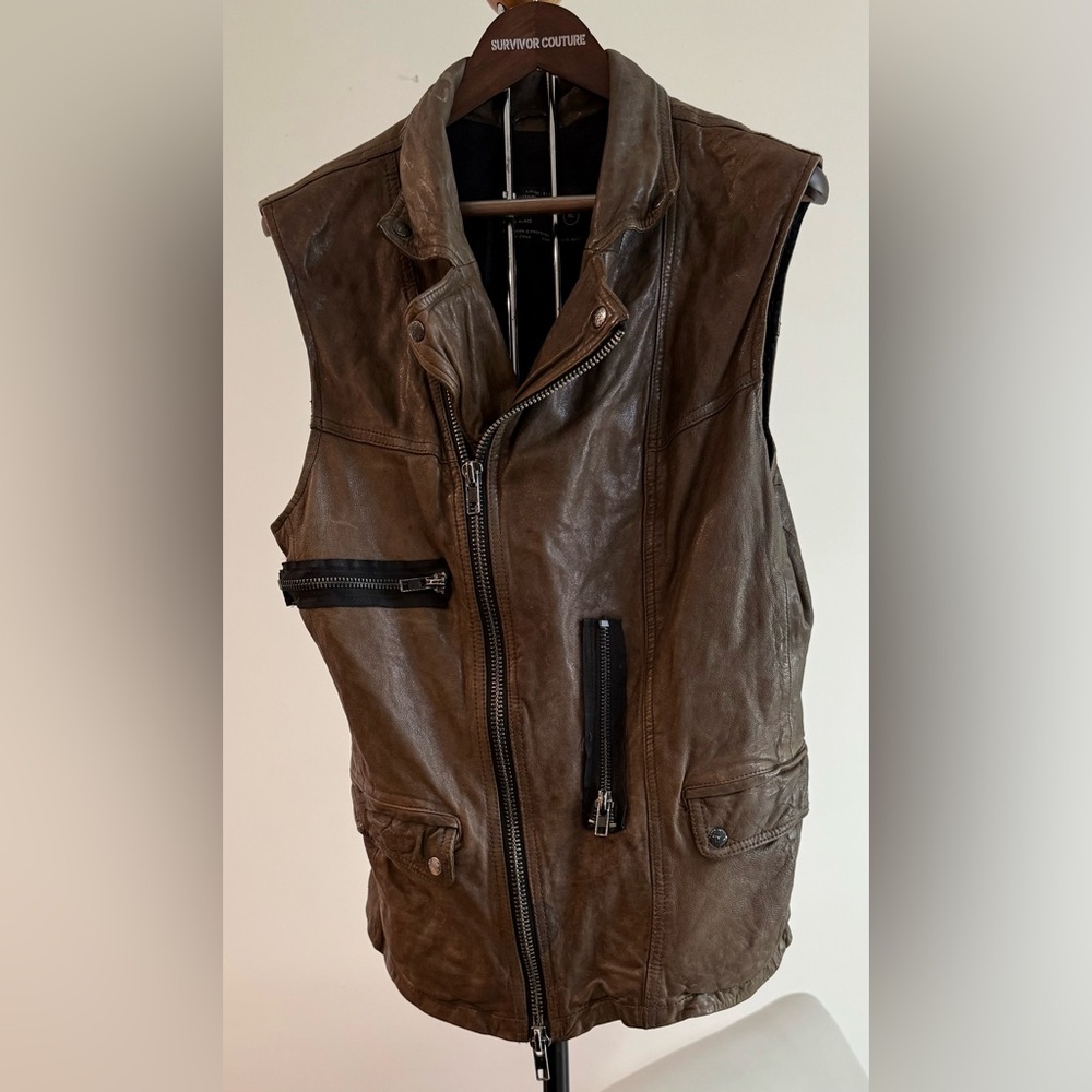 All Saints Brown Leather Vest